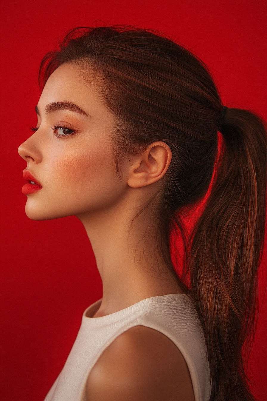 Low Sleek Ponytail with Volume on Top