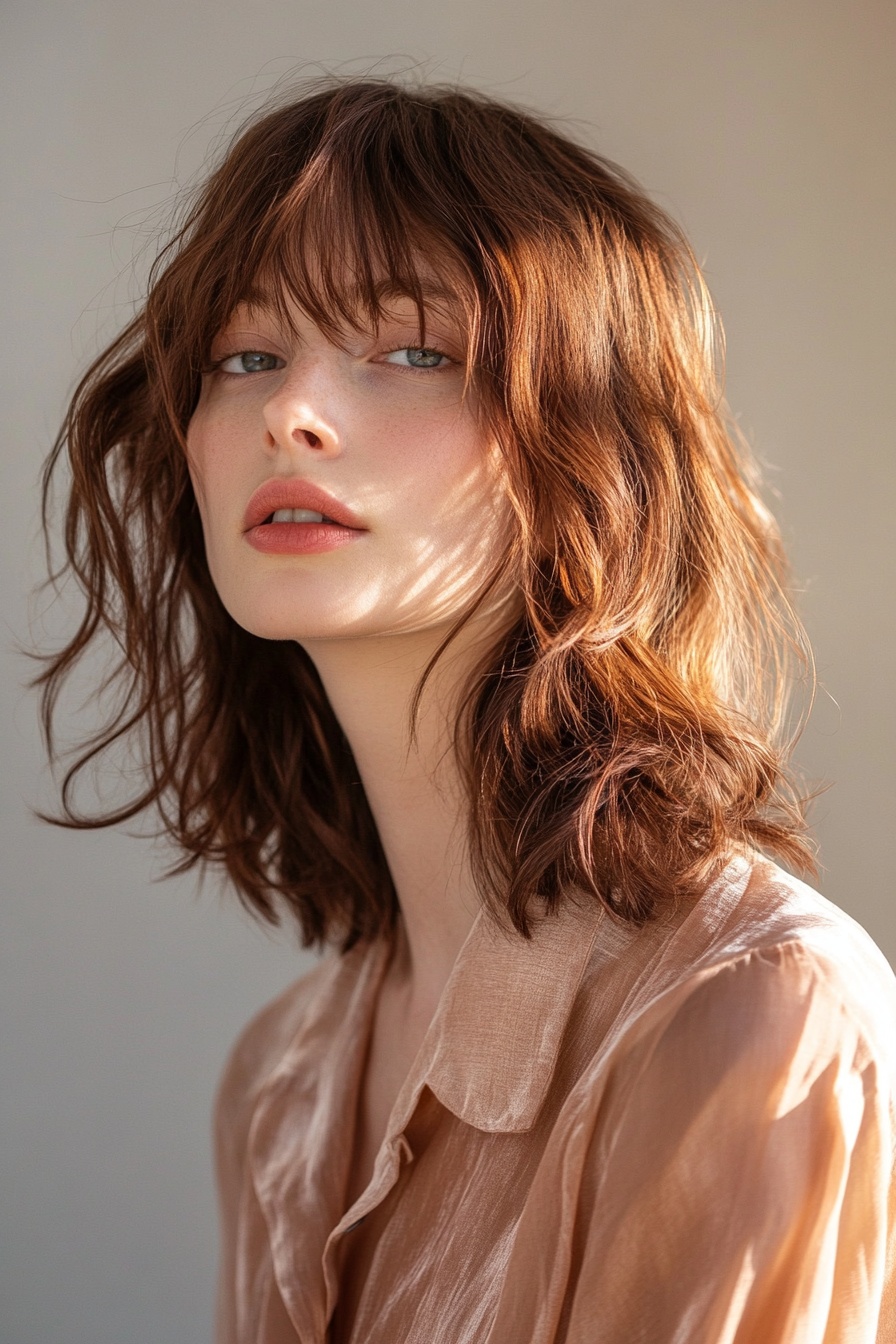 Messy Lob with Curtain Bangs