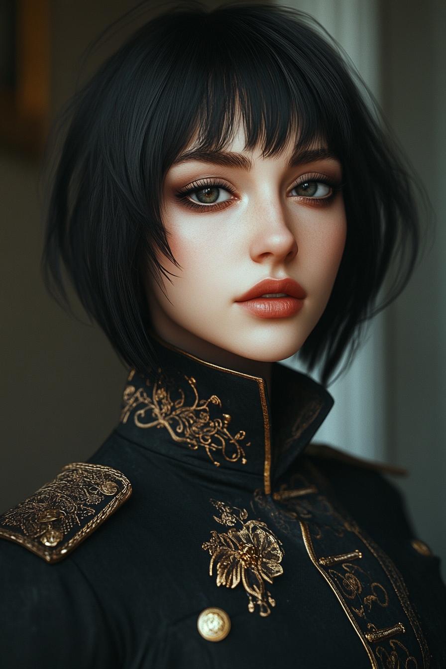 Modern Pirate Sleek Bob with Wispy Bangs