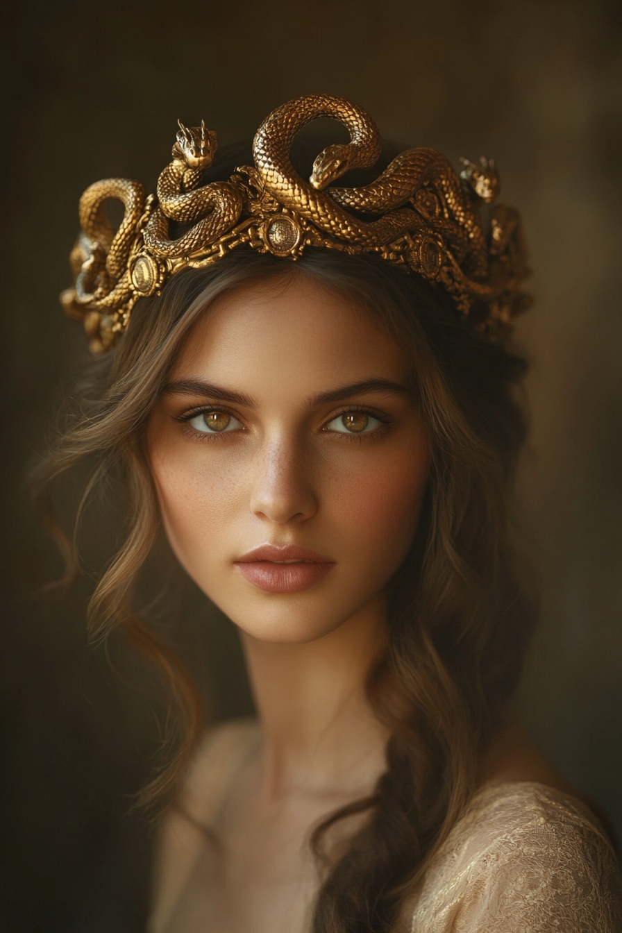 Multi-Serpent Crown with Loose Curls