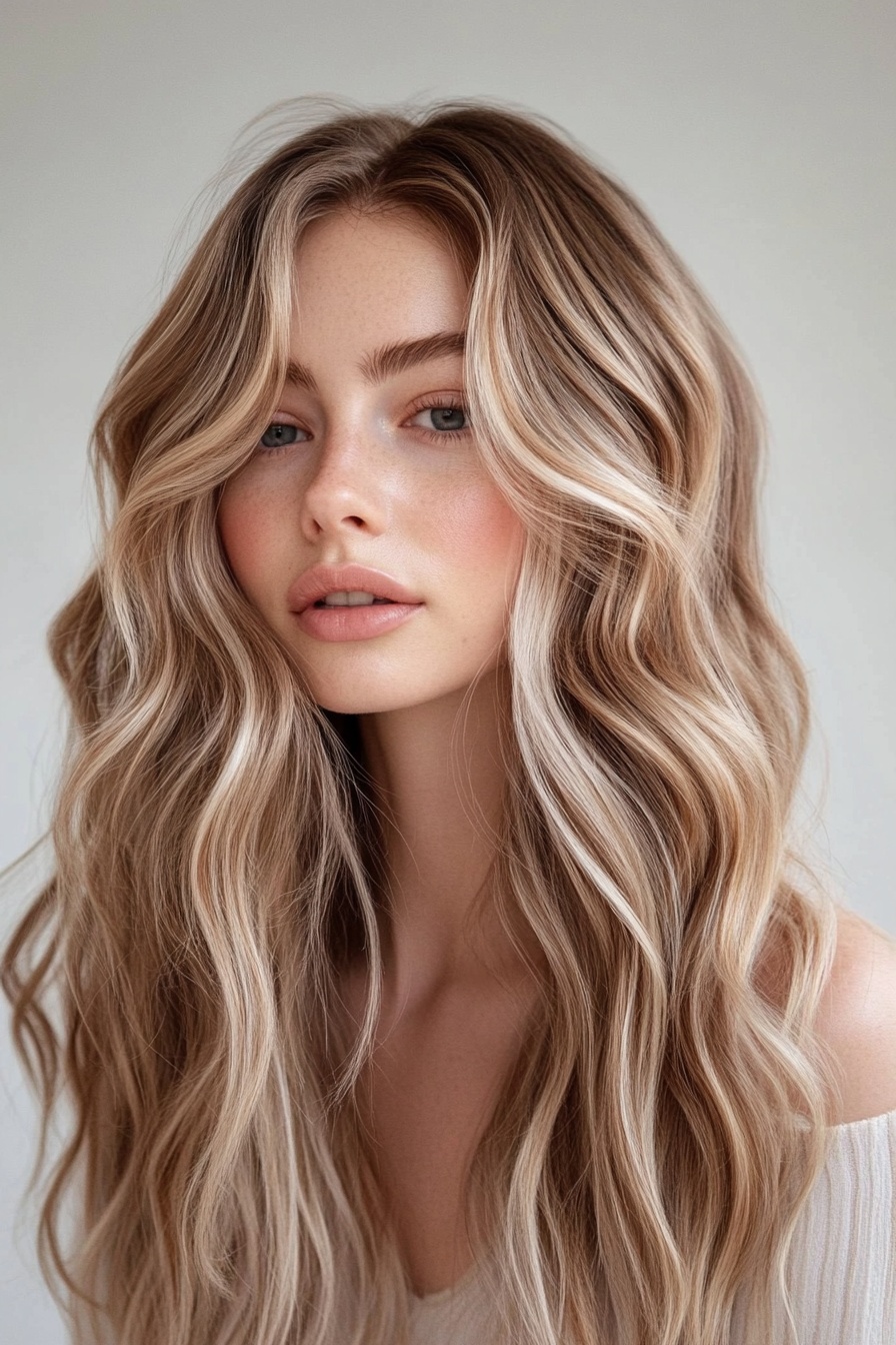 Natural Waves with Blonde Highlights
