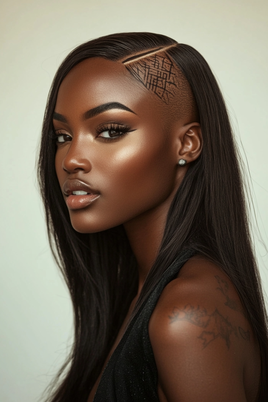 One Shaved Side with Patterns