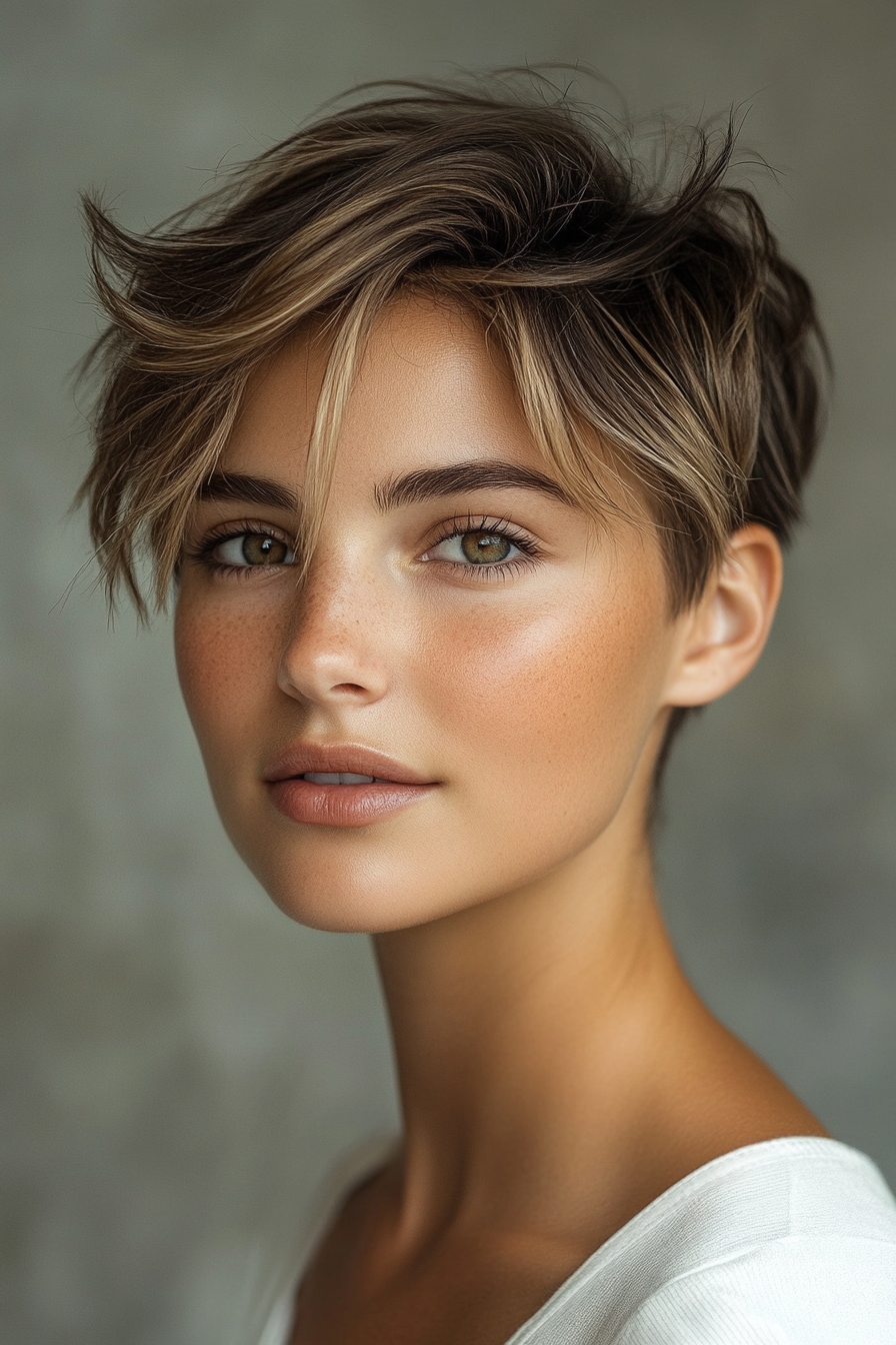 Pixie Cut with Blonde Highlights