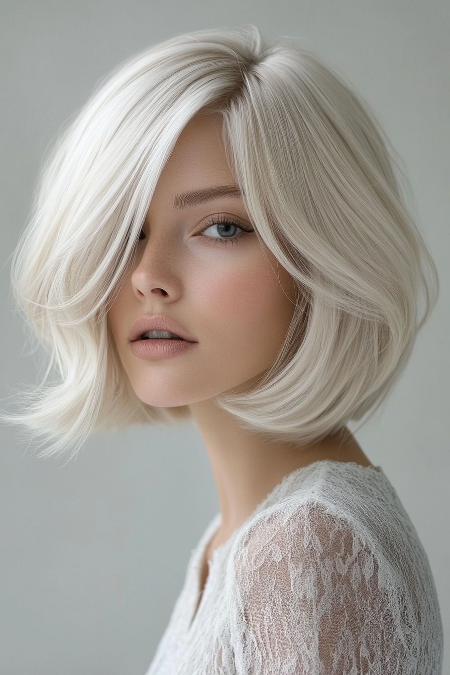 Platinum Blonde Layered Bob