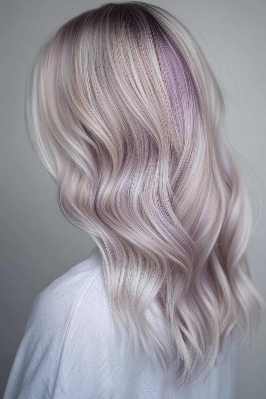 Platinum Blonde with Subtle Lavender Streaks