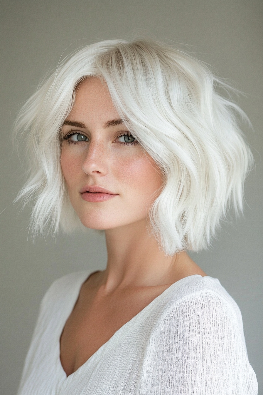 Playful Platinum Bob with Airy Layers