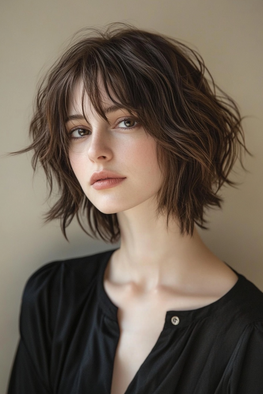 Shaggy Textured Bob with Wispy Layers