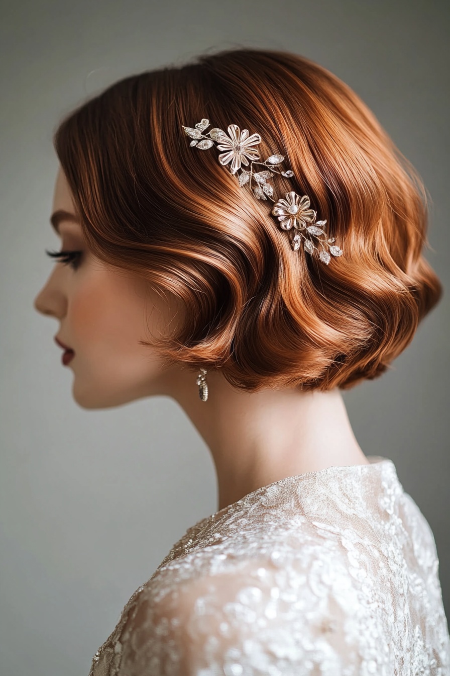 Short Bob with Decorative Hair Clips