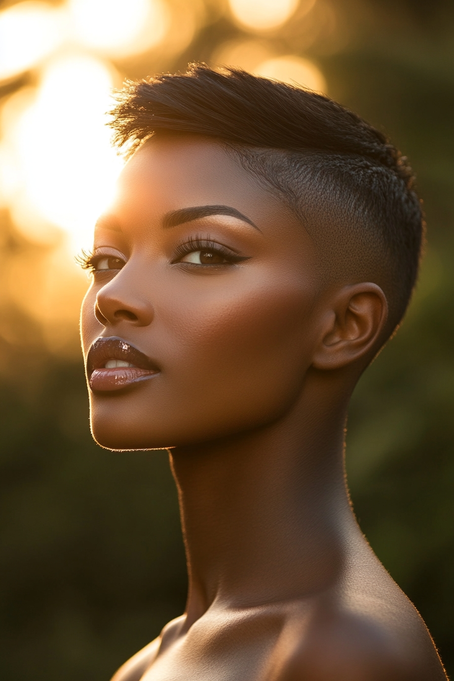 Short Side-Swept Hair with Shave