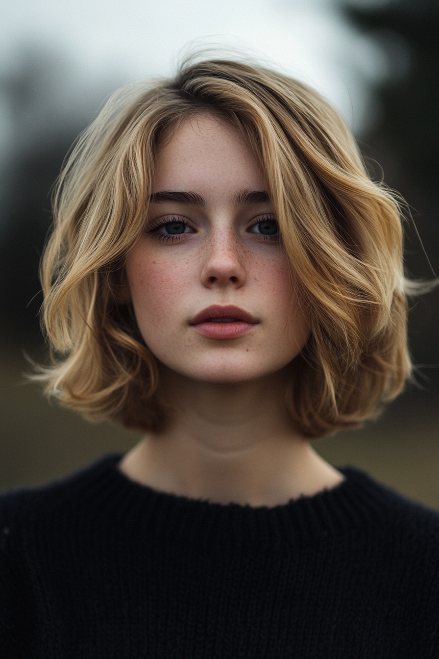 Short Wavy Bob With Subtle Highlights for Depth