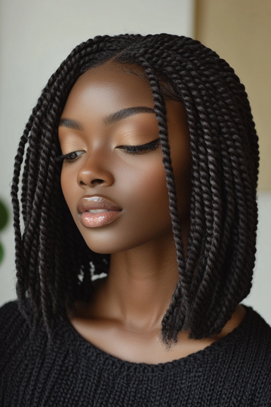 Shoulder-Length Senegalese Crochet Twists