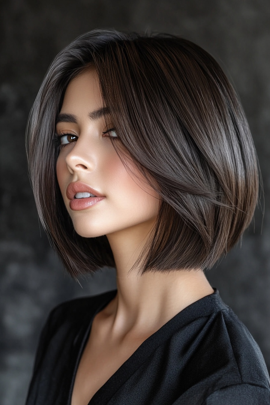 Side-Parted Bob with Curtain Bangs