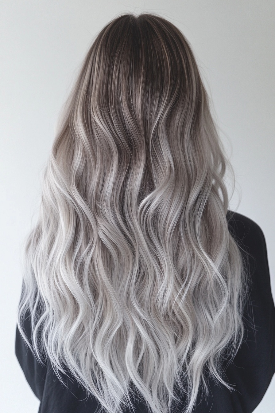 Silver Ash Balayage Waves