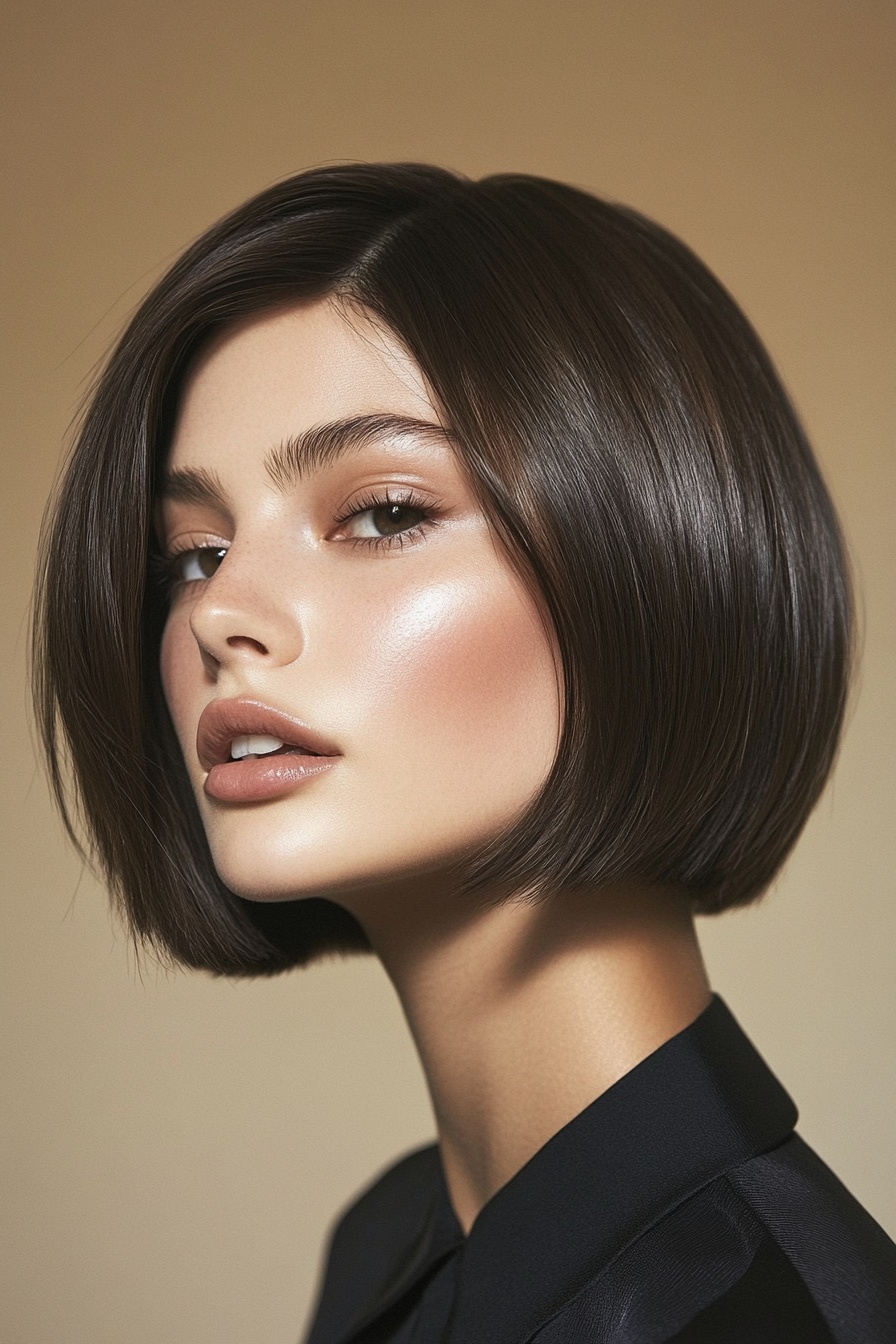 Sleek Blunt Bob with Side Part