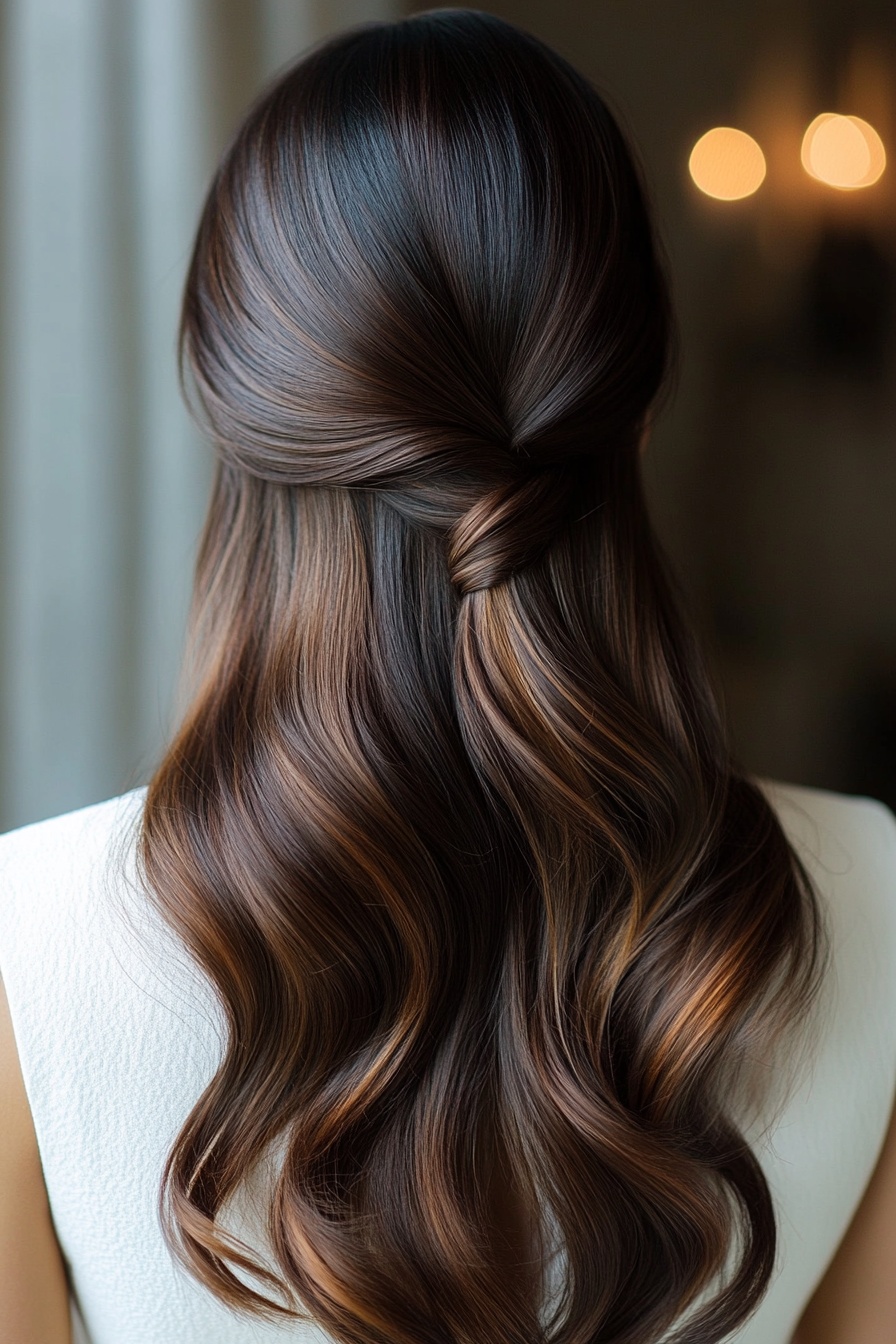 Sleek Half-Up with Middle Part