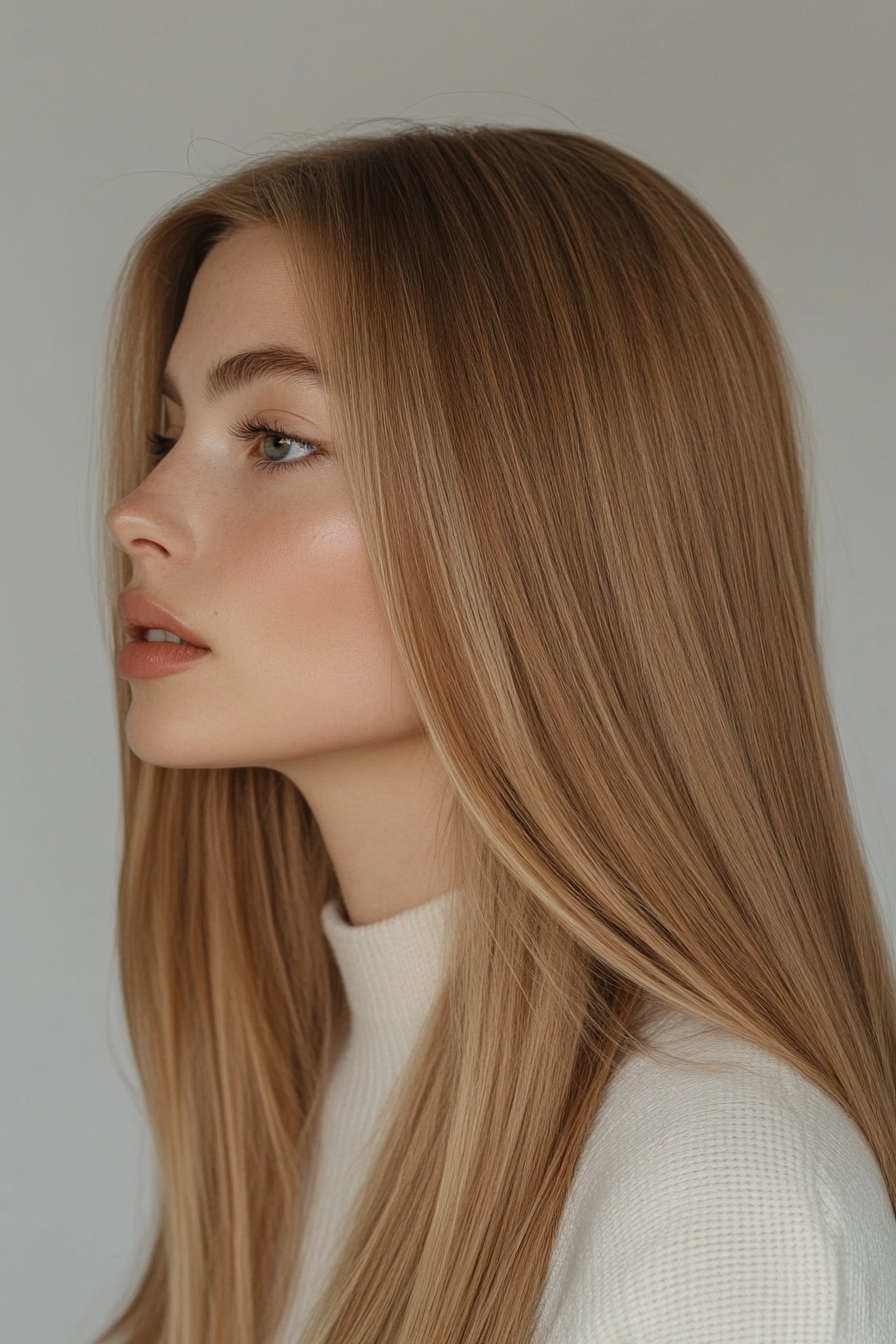 Sleek Honey Blonde Straight Hair