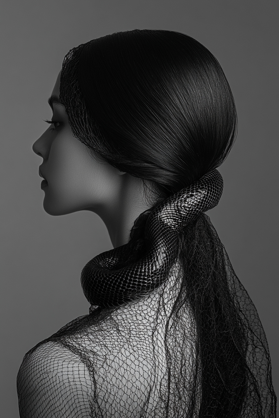 Sleek Low Ponytail with Wrapped Serpent