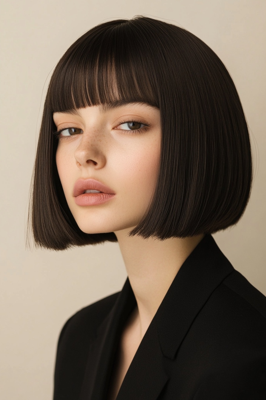 Sleek Precision Bob with Blunt Bangs