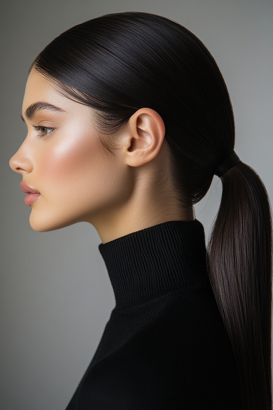 Sleek Voluminous Curved Ponytail