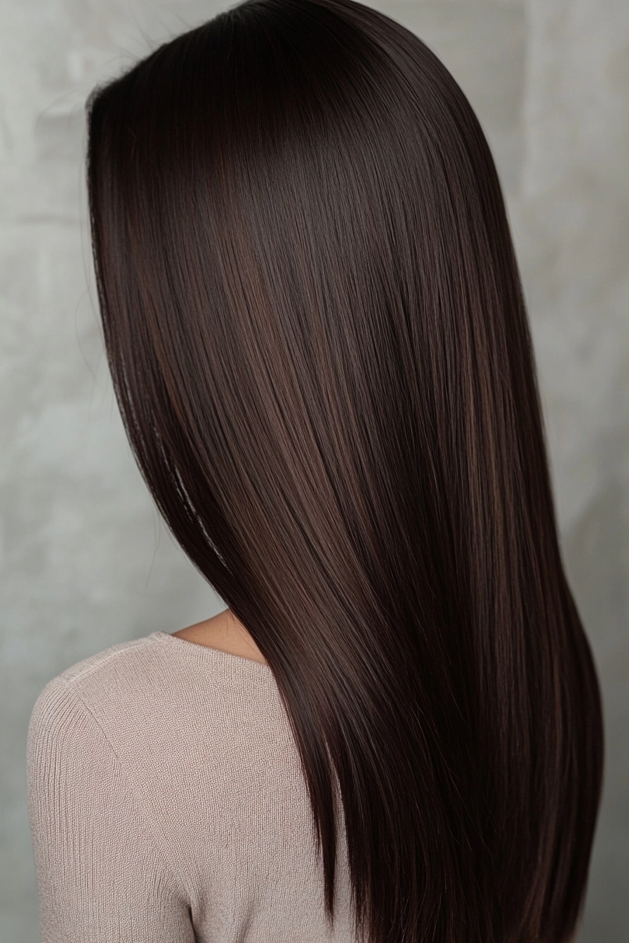 Sleek Straight with Dark Cherry Strands