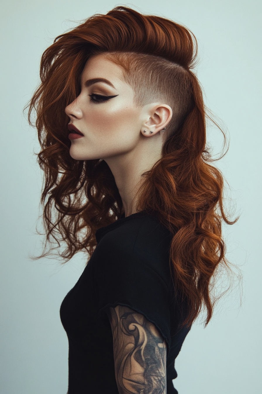 Slicked Back Curly Long Hair with Undercut
