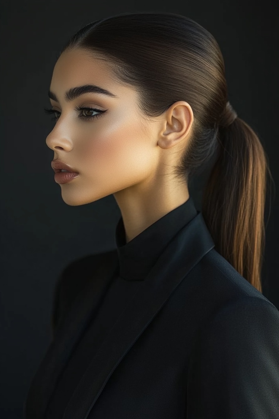 Slicked-Back Ponytail