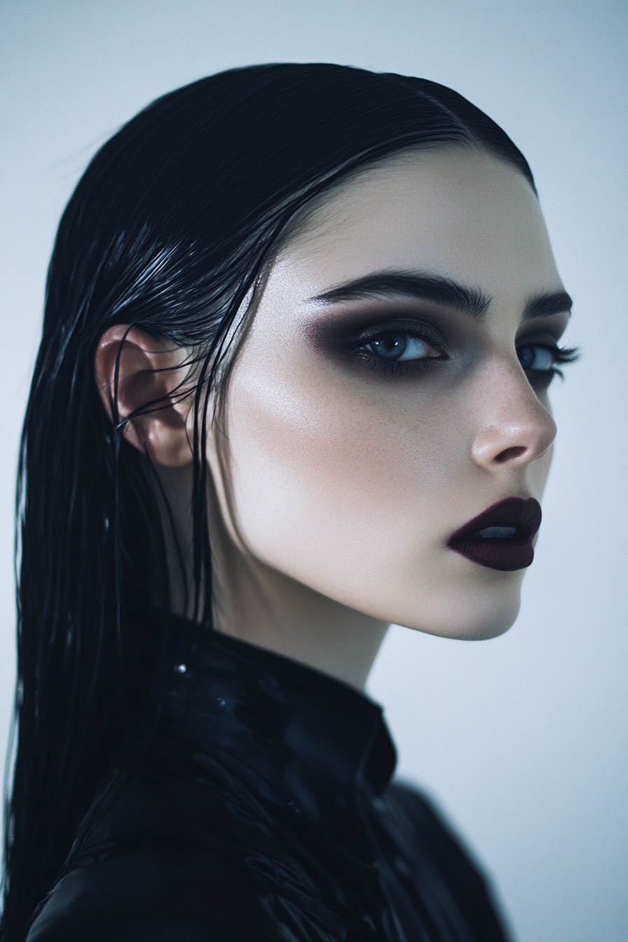 Slicked-Back Sleek Long Hair