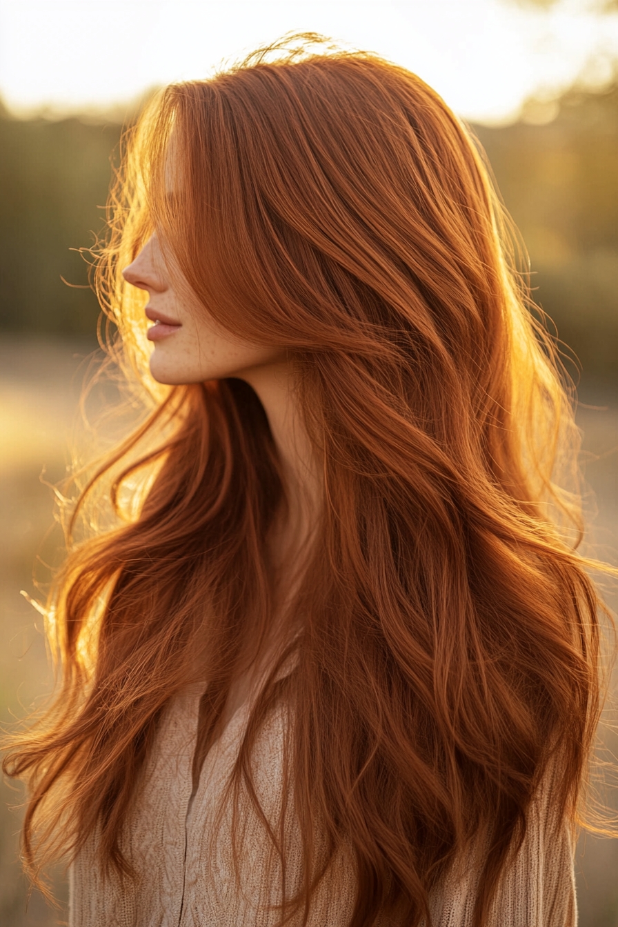 Soft Auburn Waves with Natural Flow