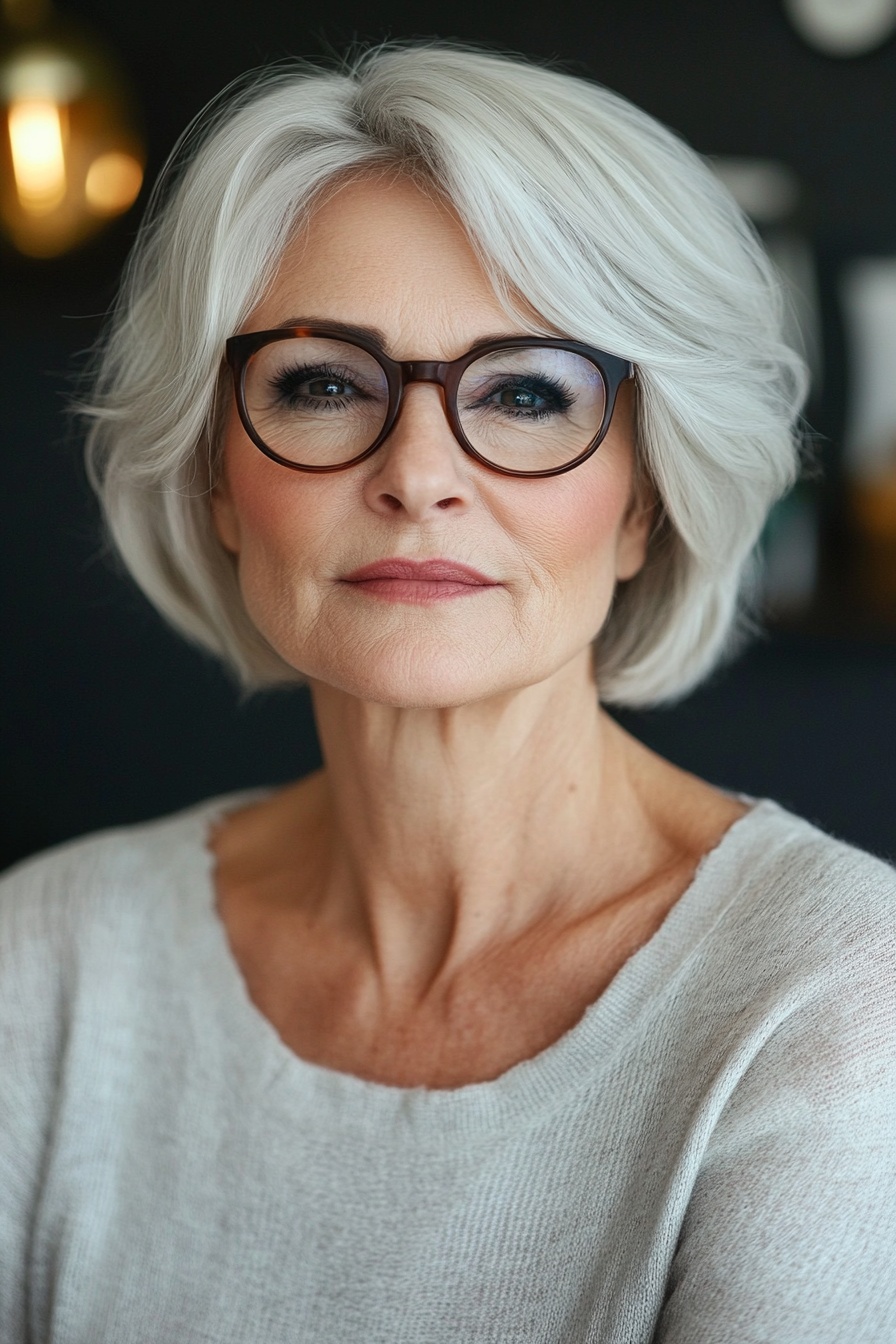 Soft Layered Bob with Glasses