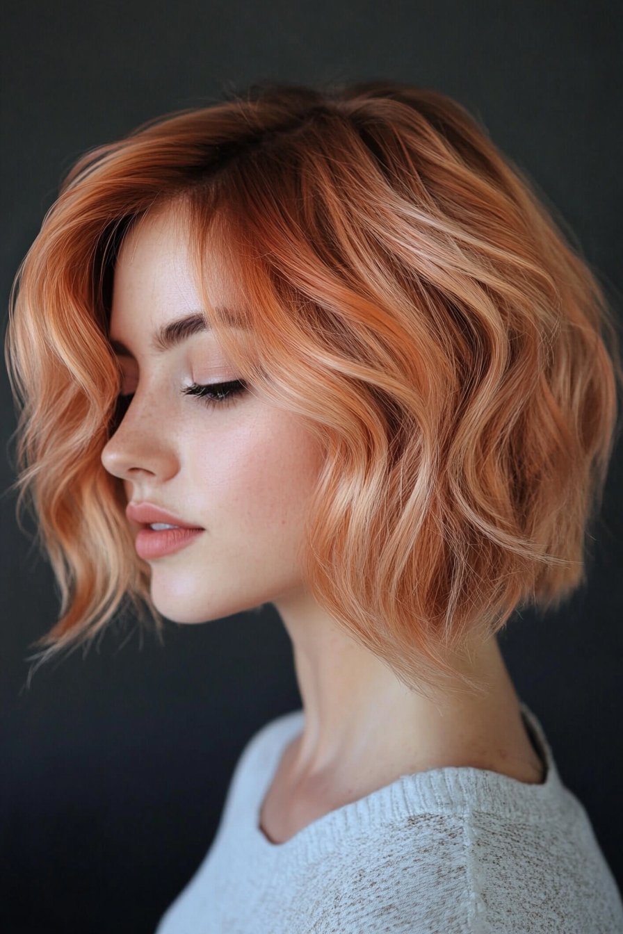 Soft Peachy Copper Bob