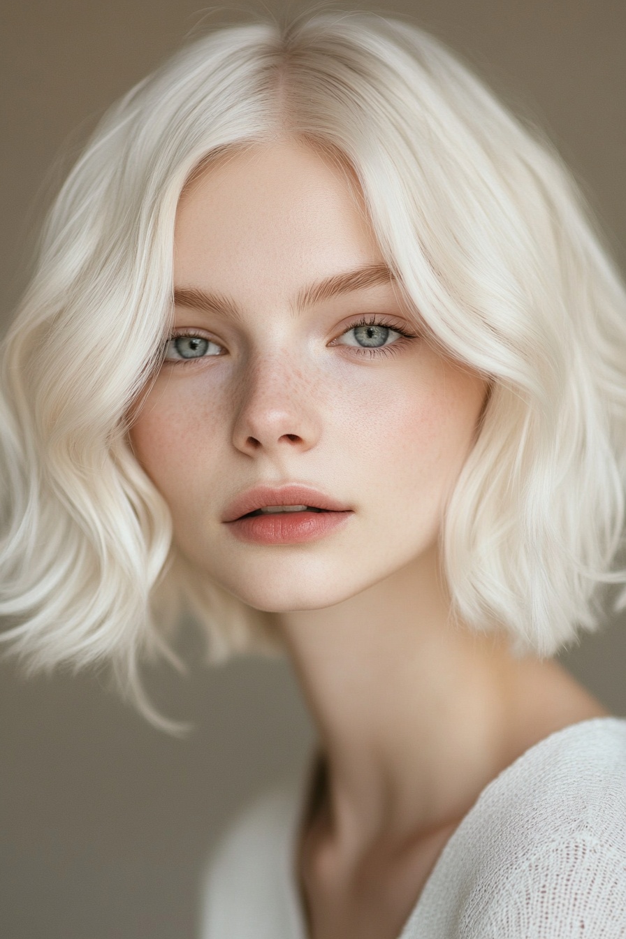 Soft Platinum Blonde Bob