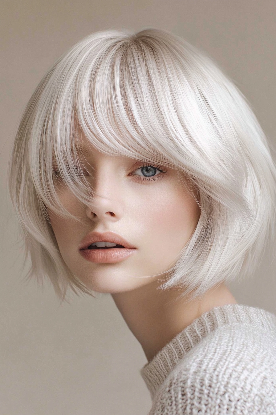 Soft Silver Bob with Feathered Layers