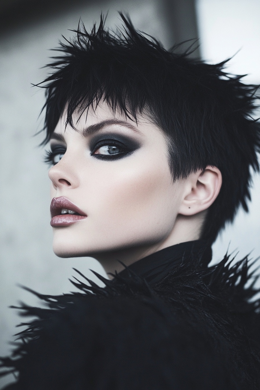 Spiked Pixie Cut with Heavy Eye Makeup