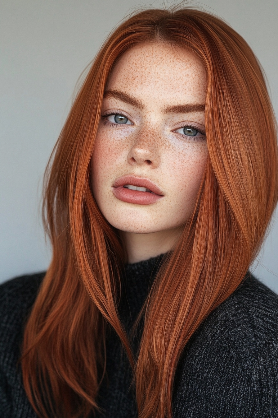 Straight Copper Balayage