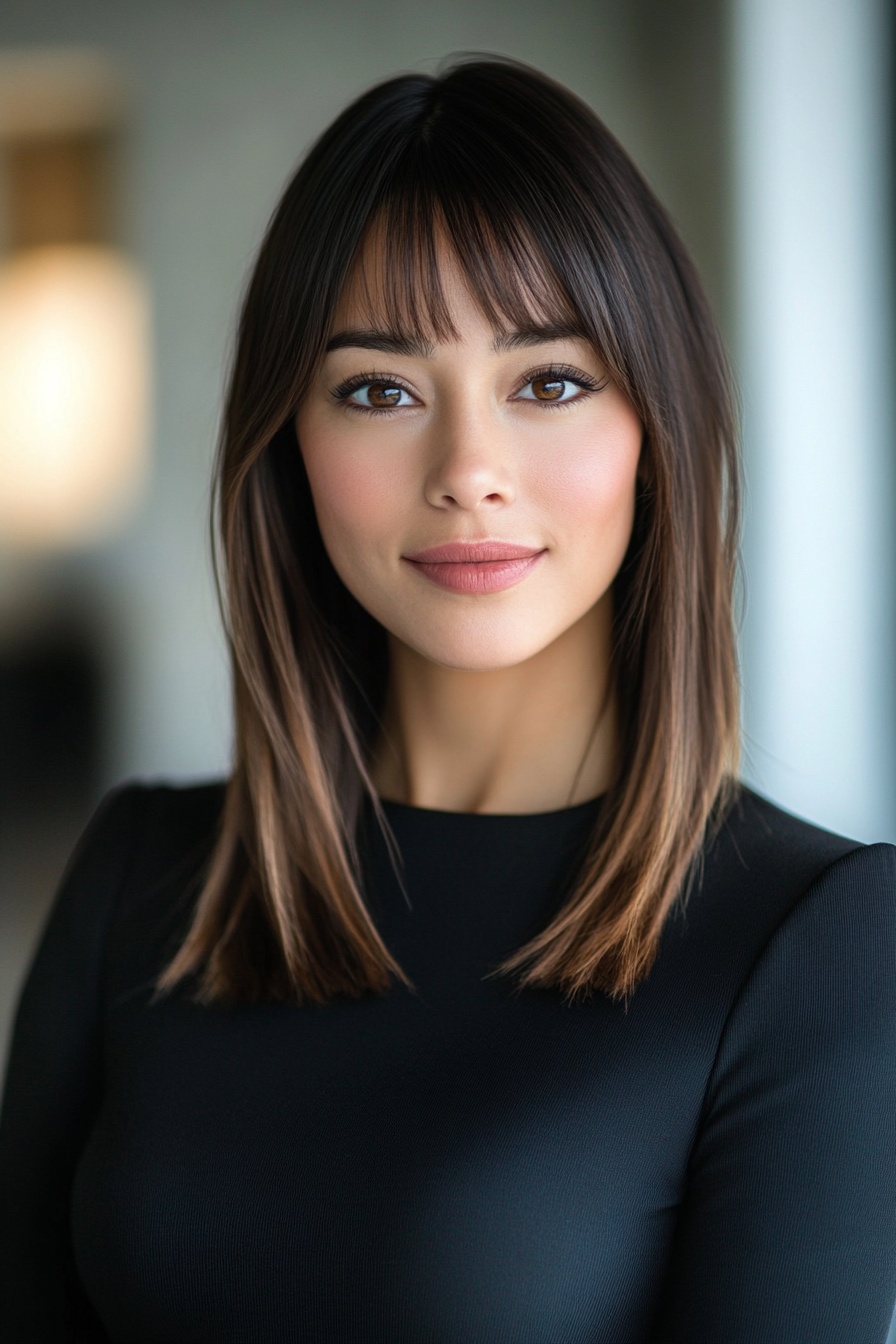 Straight Lob with Wispy Bangs