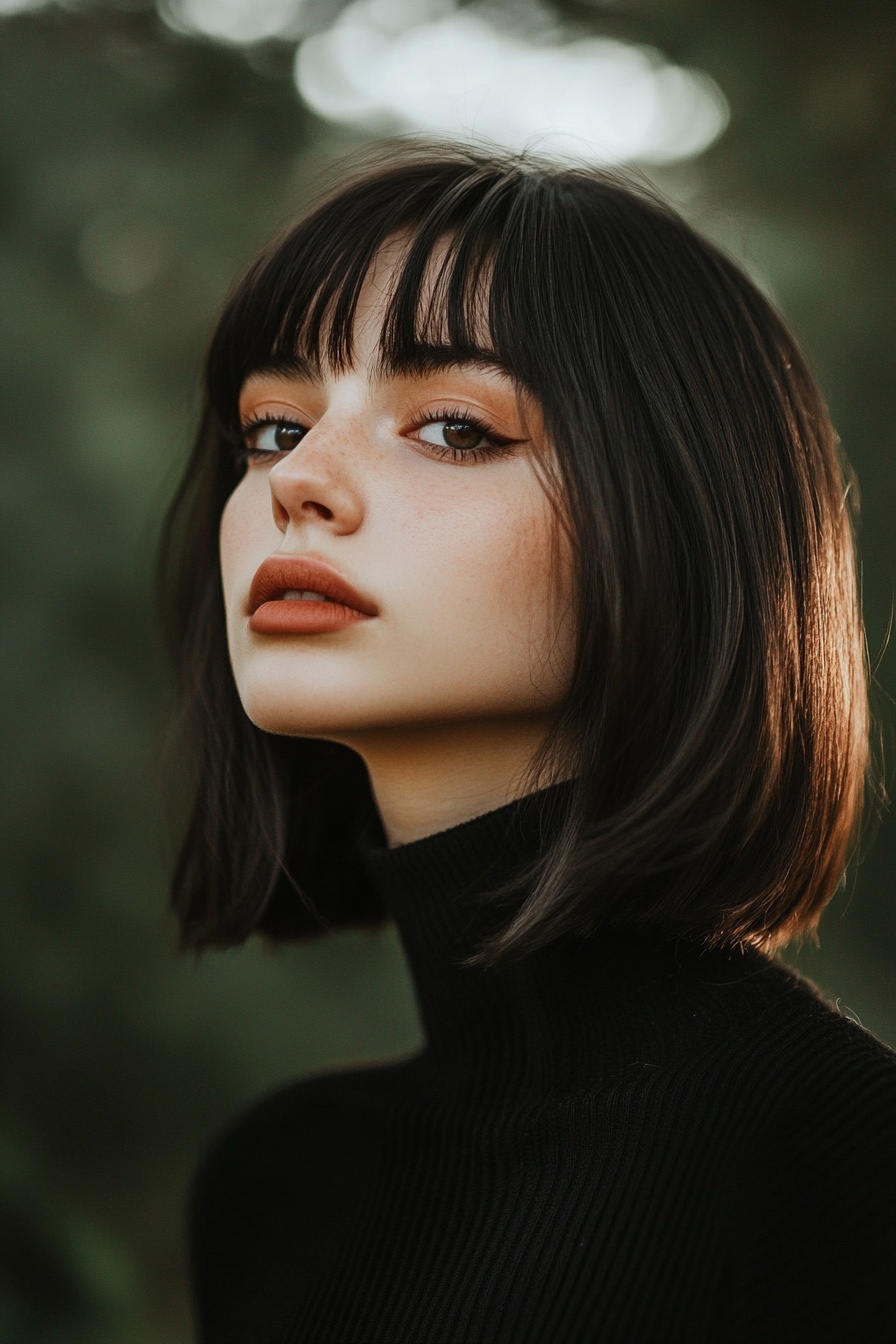 Straight Long Bob with Choppy Bangs