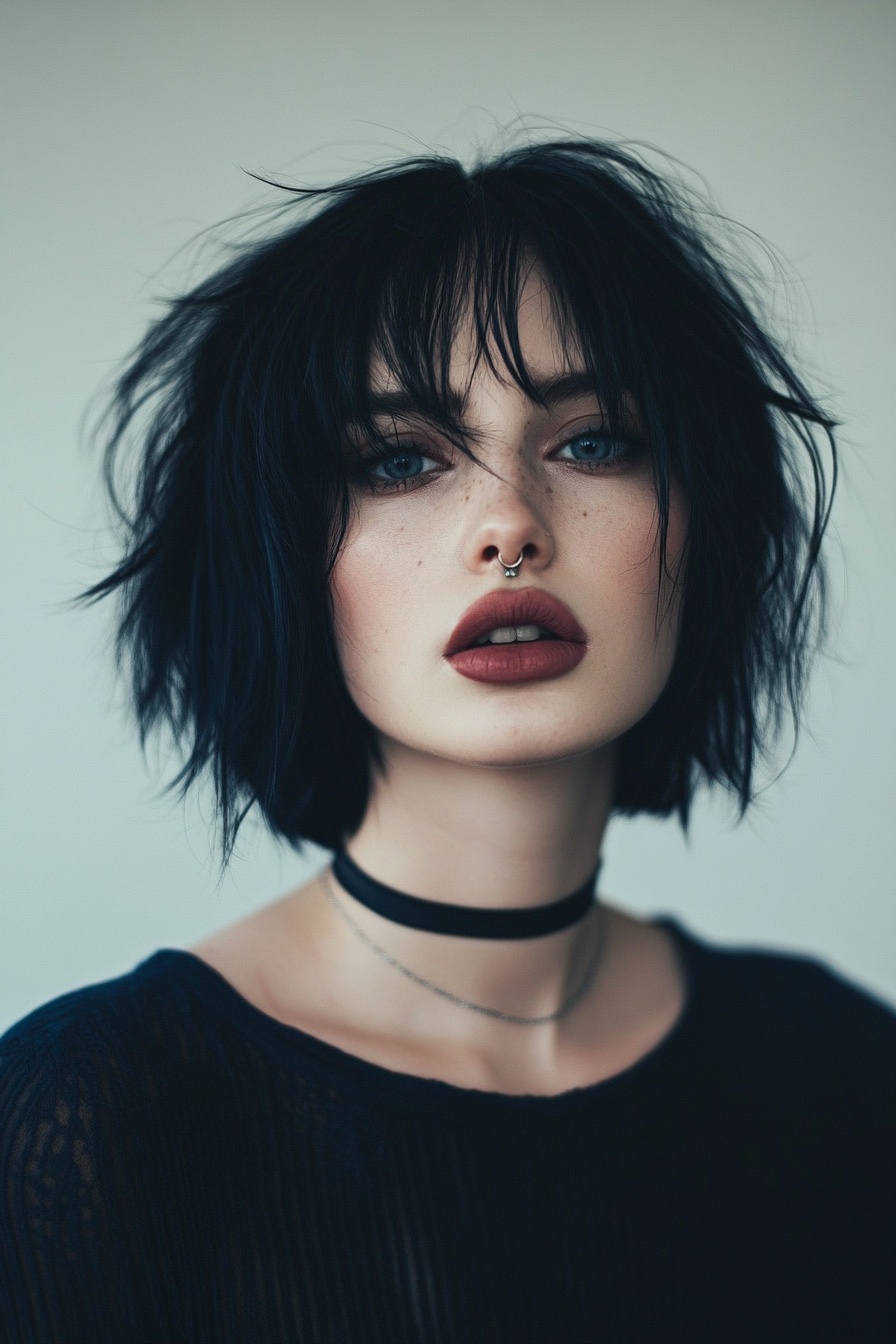 Textured Bob with Dark Edgy Makeup