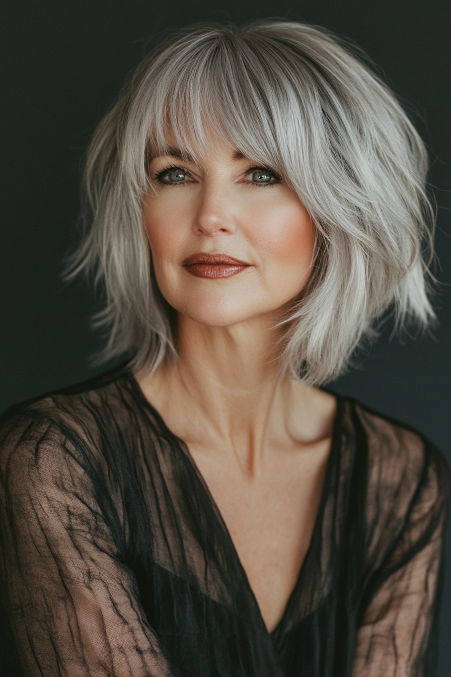 Textured Crop with Long Bangs