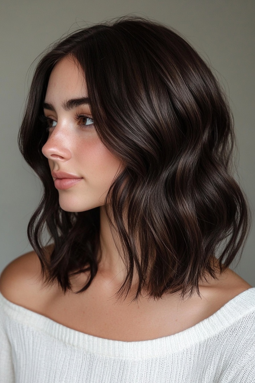 Textured Lob with Natural Waves