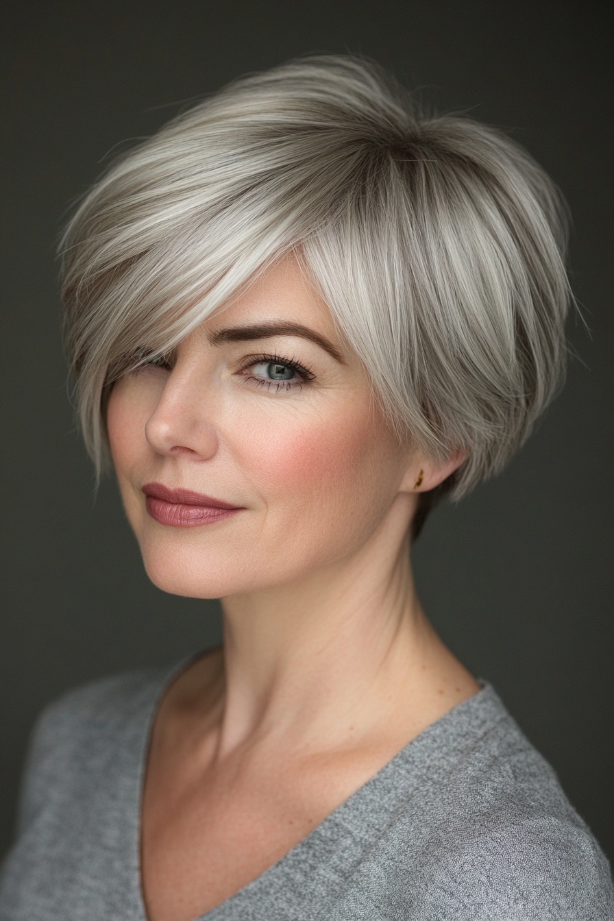 Textured Pixie Bob with Side-Swept Bangs