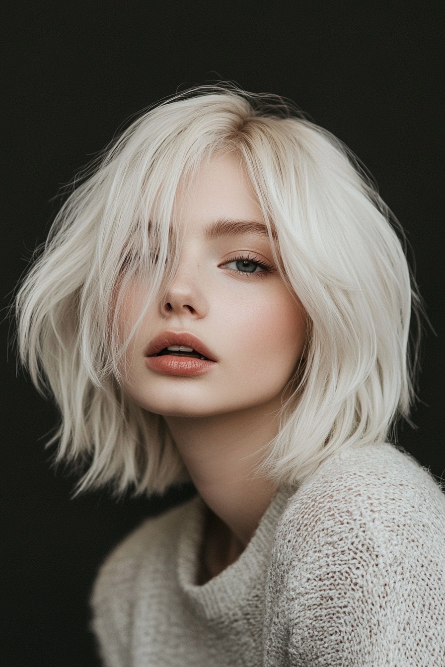 Textured Platinum Bob with Root Shadow