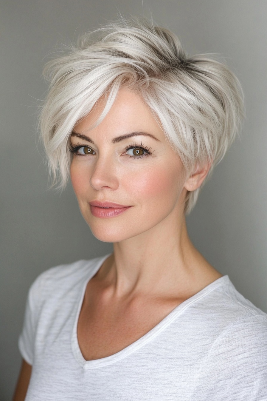 Tousled Platinum Pixie Cut