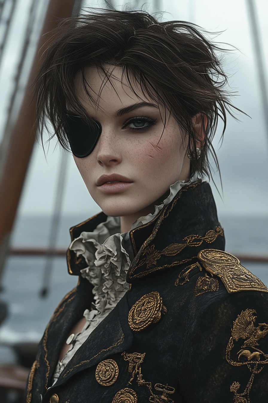 Tousled Short Hair with Eyepatch
