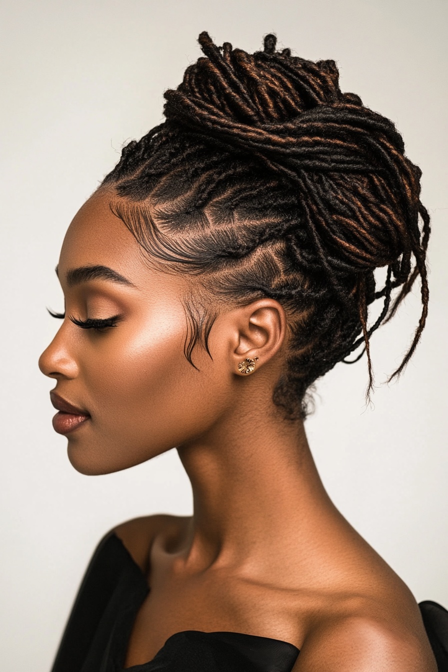 Undercut Locs with Braided High Bun