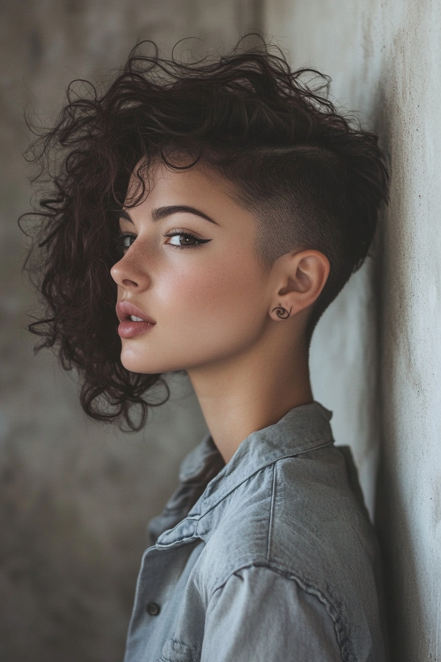 Undercut with Curly Voluminous Top