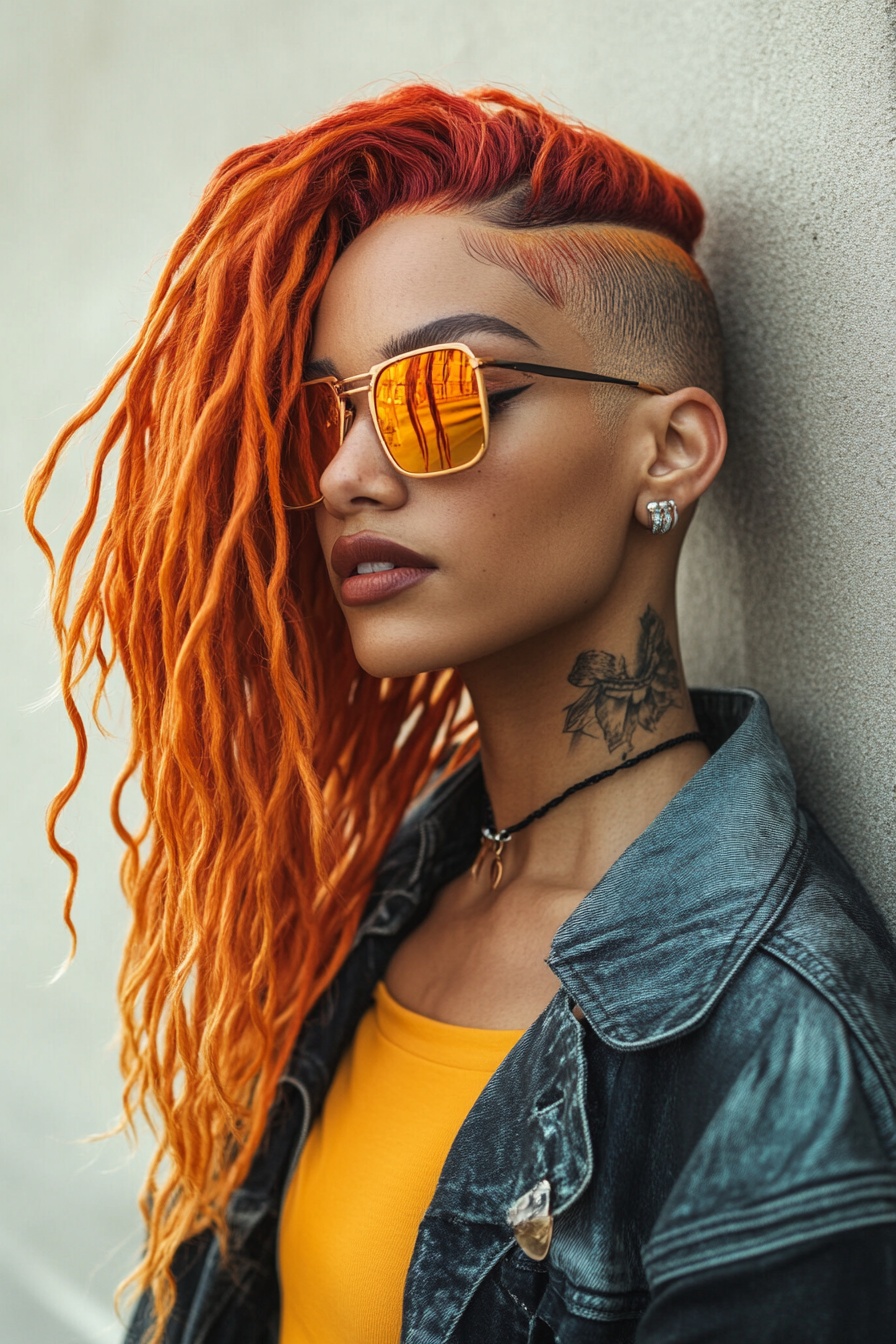 Vibrant Colored Locs with Undercut