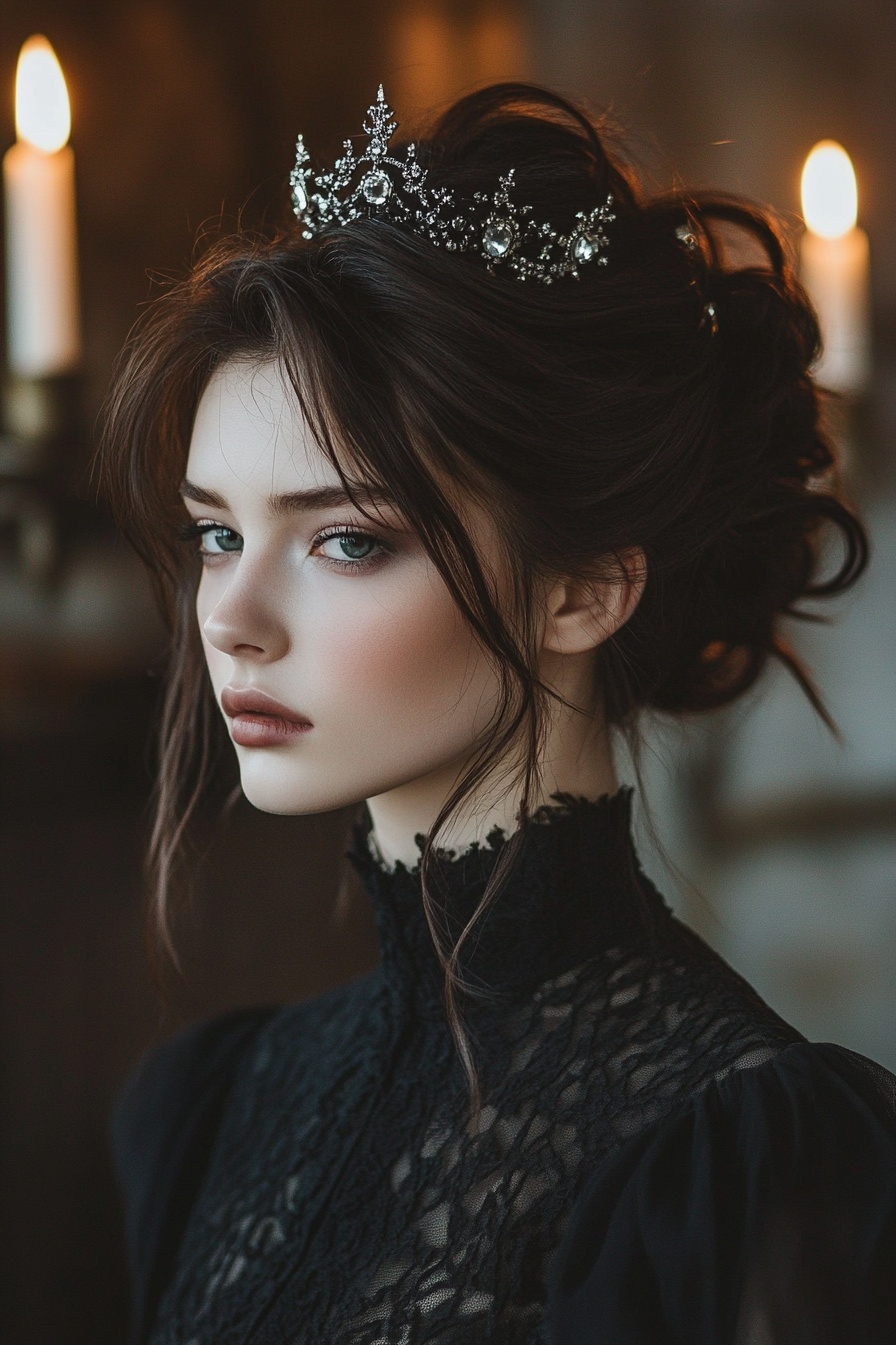 Victorian Updo with a Crown