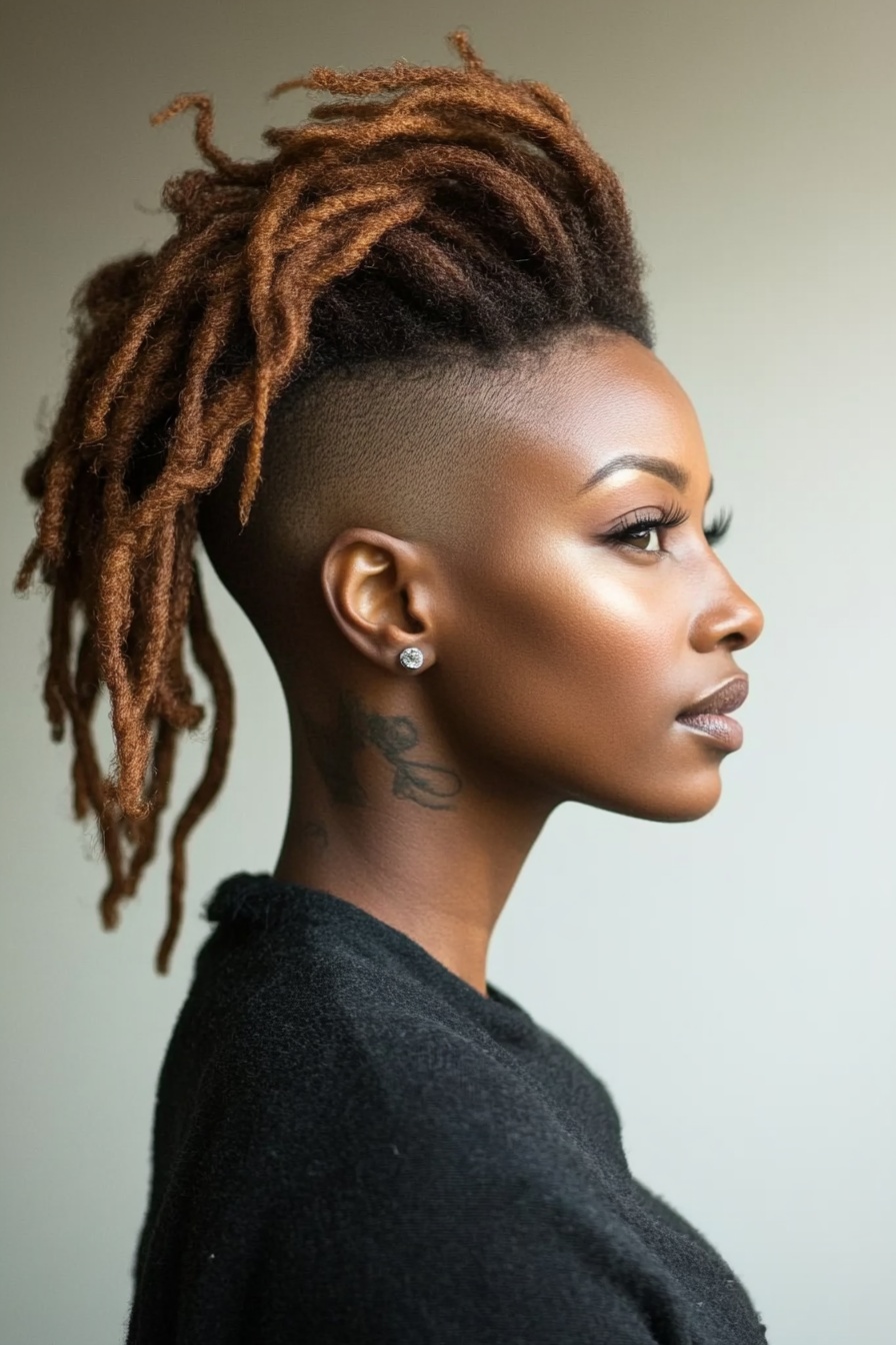 Voluminous Side-Swept Locs with Undercut