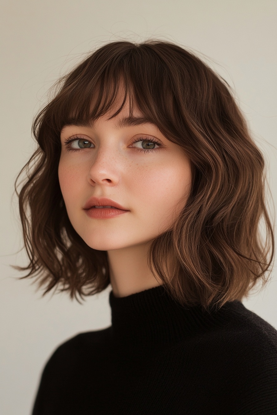 Wavy Bob with Curtain Bangs