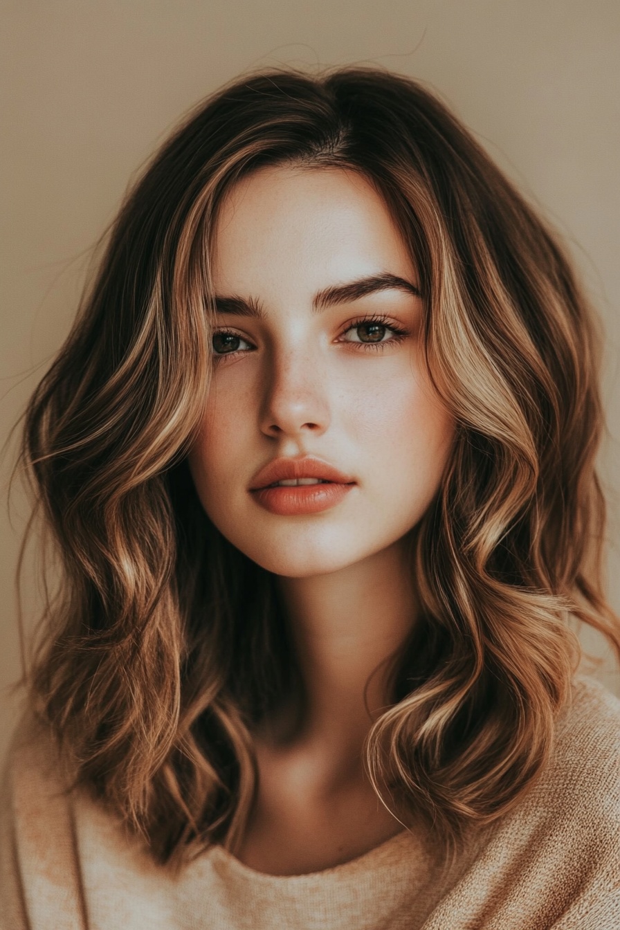 Wavy Caramel Balayage Lob